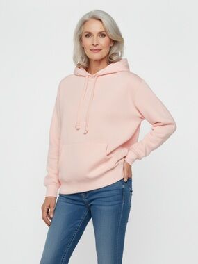 J. Crew Authentic Fleece Light Pink Hooded Pullover